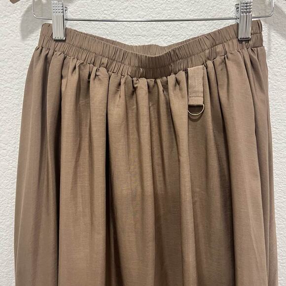 Brown A-Line Maxi Skirt Elastic Waist Lace Trim D-Ring Detail Women’s Small - Picture 2 of 11